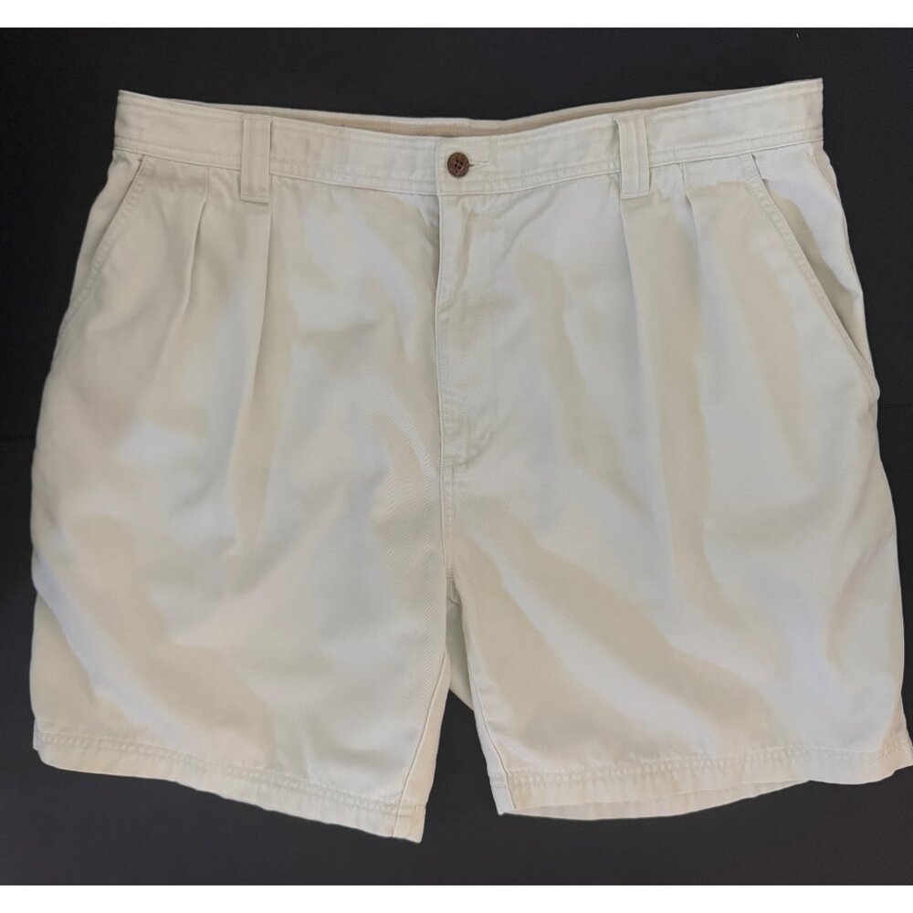 Tommy Bahama Mens Size 40 Off-White Pleat-Front Shorts Soft Cotton Blend Outdoor
